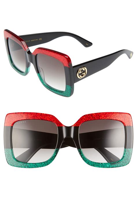 gucci 55mm square sunglasses red multi|gucci men's square sunglasses black.